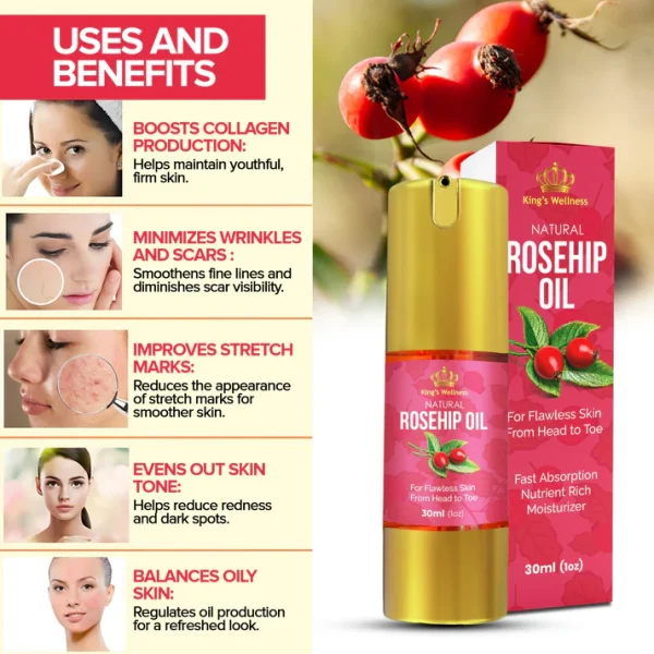 King's Wellness Rosehip Face Oil for Men & Women - Image 5